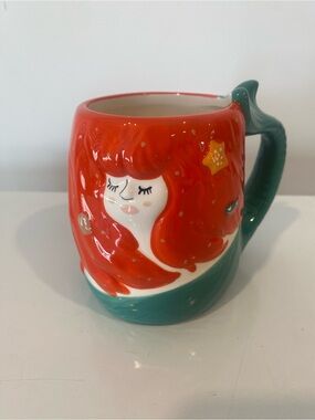 TAG Mermaid Coffee Mug 3D Red Hair Mermaid Tail Handle Ceramic Coastal Cup